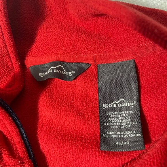 Eddie Bauer fleece quarter zip up red sweatshirt sweater mens size XL - Picture 5 of 5